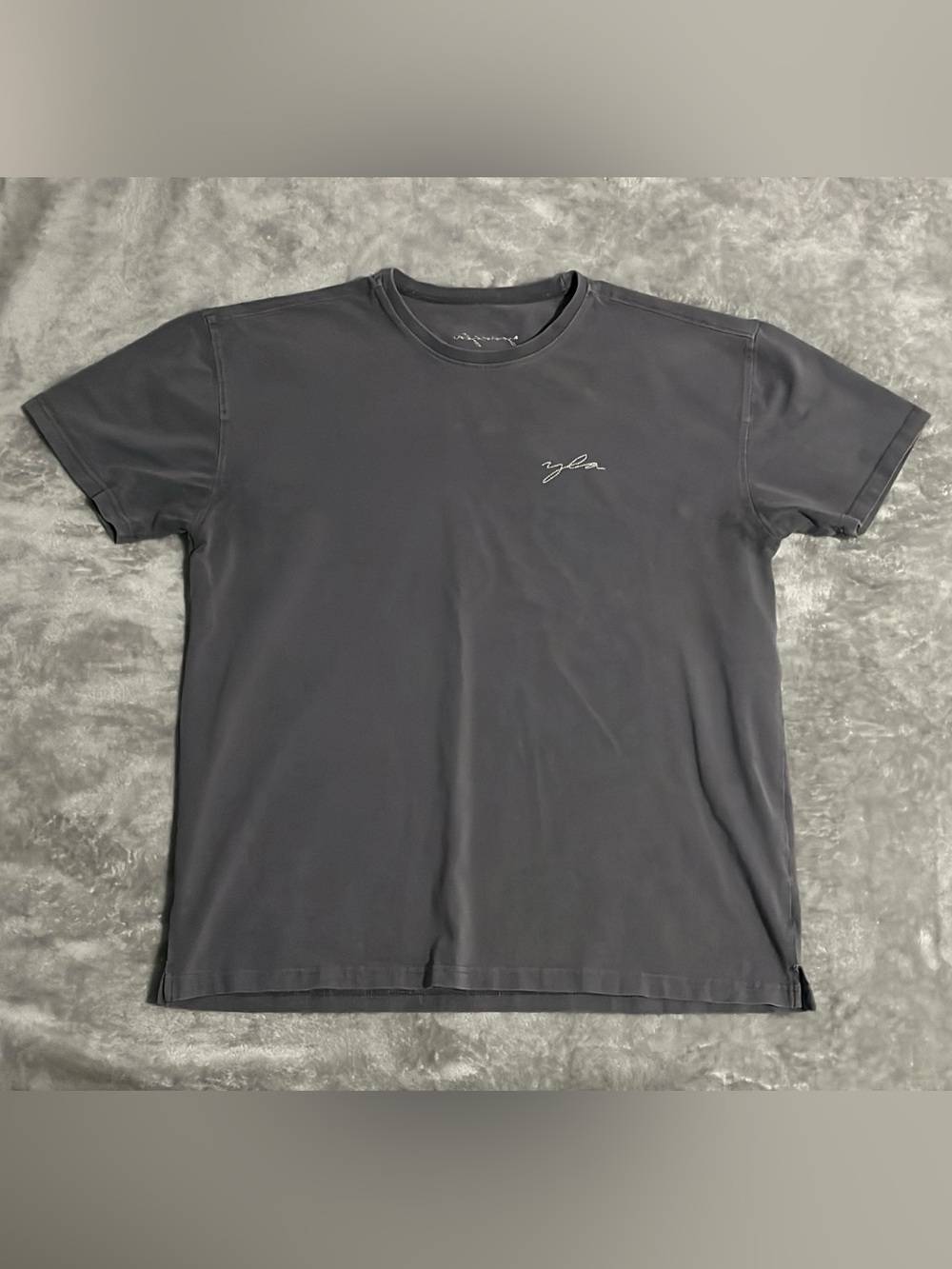 YoungLA Mens Large Gray Script Logo Embroidered Gym Athletic T-Shirt YLA